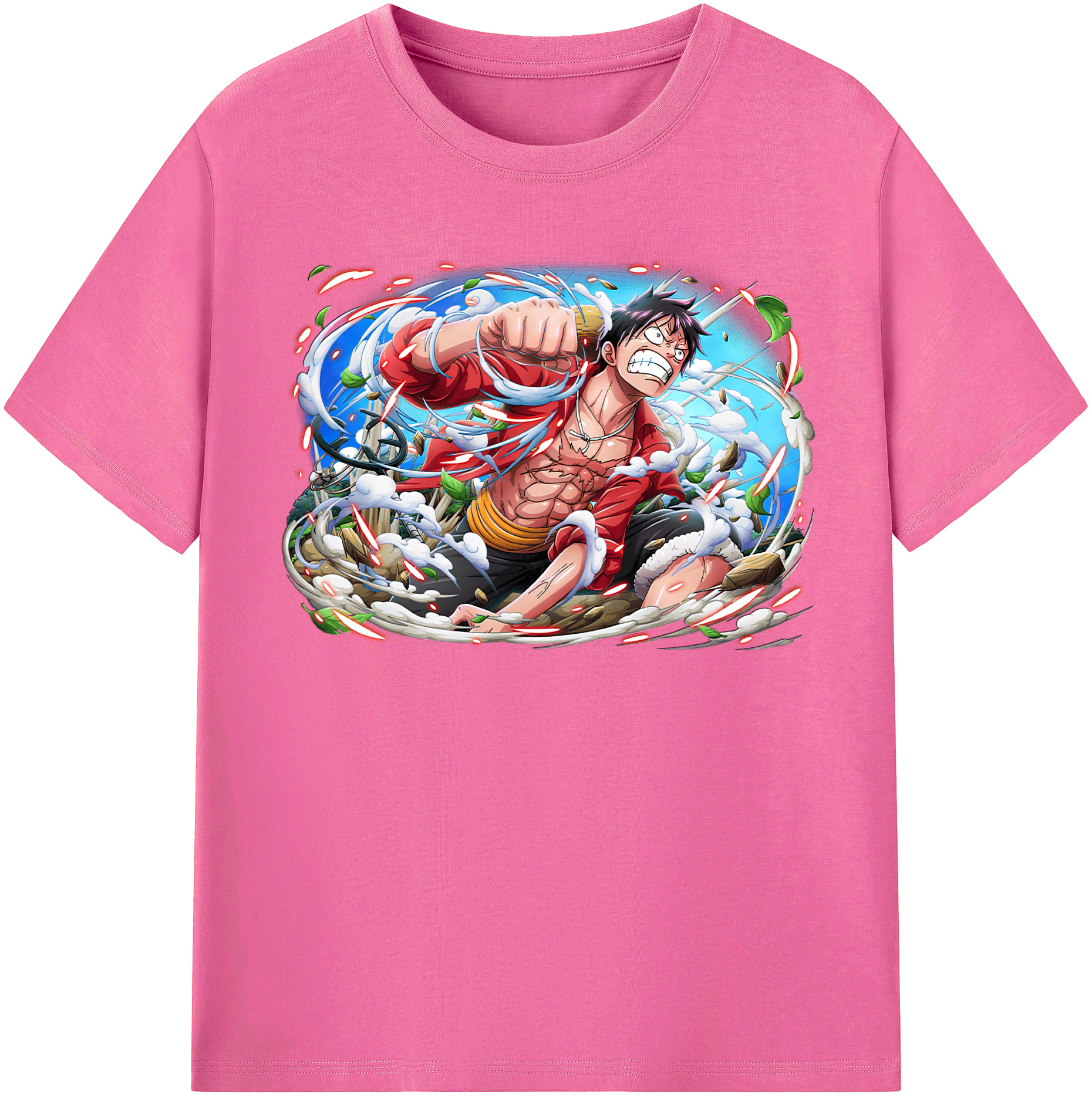 ワンピース モンキー・D・ルフィ ONE PIECE Monkey D. Luffy レディースカジュアルプリントTシャツ（綿100％）